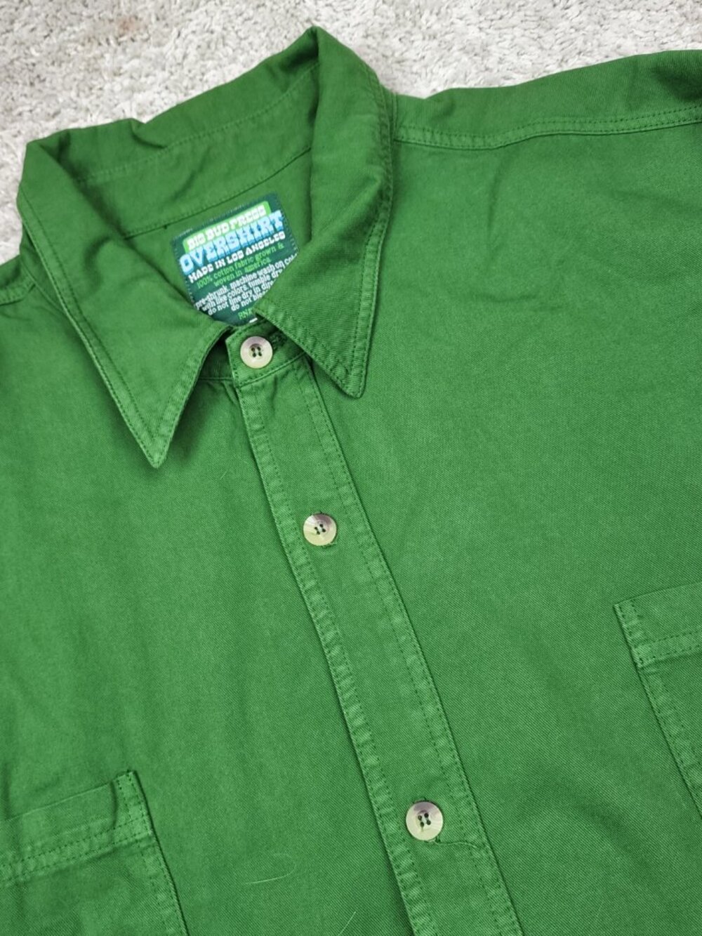 Big Bud Press Overshirt Size 3XL XXXL Green Long Sleeve Oversized Los Angeles US - Picture 3 of 6